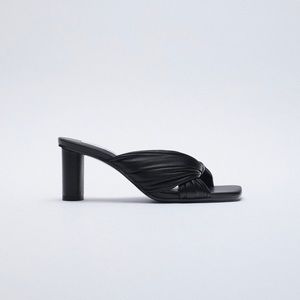 Zara Quilted Leather Mules Sandal Heel